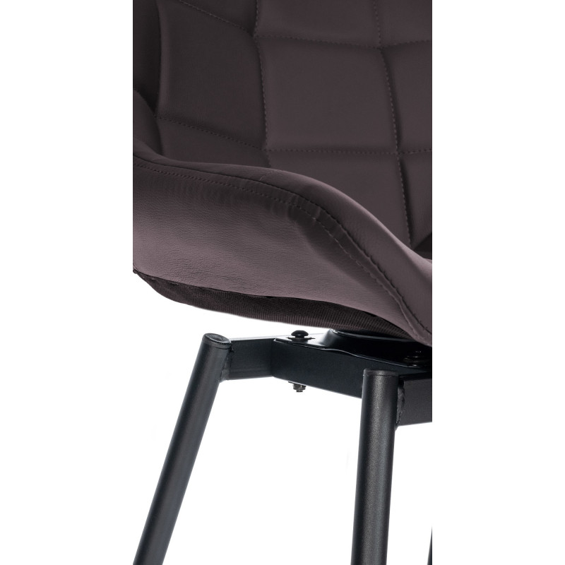 Tabouret de bar pivotant moderne en Polyuréthane Marron Métal Noir Cerian - 6
