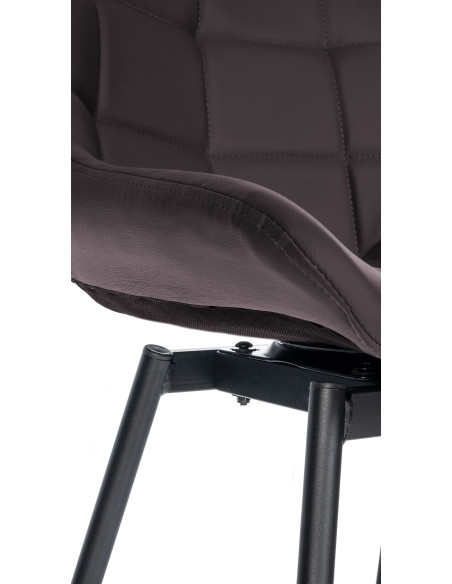 Tabouret de bar pivotant moderne en Polyuréthane Marron Métal Noir Cerian - 6