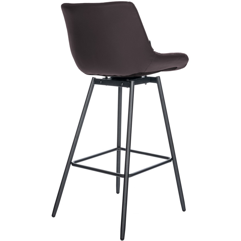 Tabouret de bar pivotant moderne en Polyuréthane Marron Métal Noir Cerian - 5