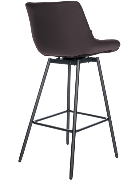 Tabouret de bar pivotant moderne en Polyuréthane Marron Métal Noir Cerian - 5