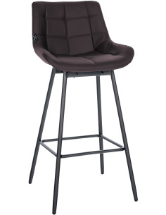 Tabouret de bar pivotant moderne en Polyuréthane Marron Métal Noir Cerian - 1