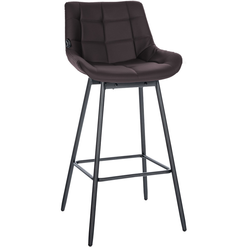 Tabouret de bar pivotant moderne en Polyuréthane Marron Métal Noir Cerian - 1