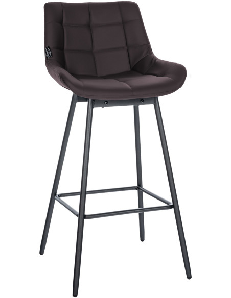 Tabouret de bar pivotant moderne en Polyuréthane Marron Métal Noir Cerian - 1