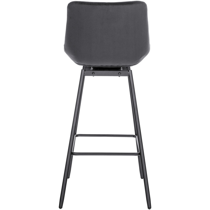 Tabouret de bar pivotant moderne en Velours Gris foncé Métal Noir Cerian - 5