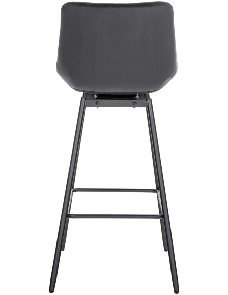 Tabouret de bar pivotant moderne en Velours Gris foncé Métal Noir Cerian - 5