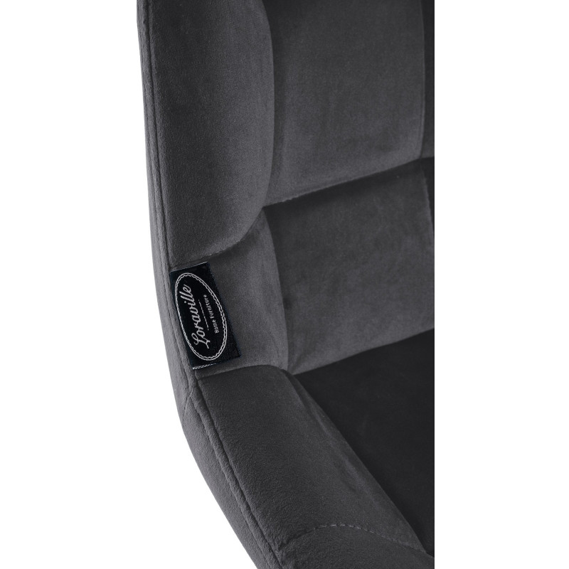 Tabouret de bar pivotant moderne en Velours Gris foncé Métal Noir Cerian - 7