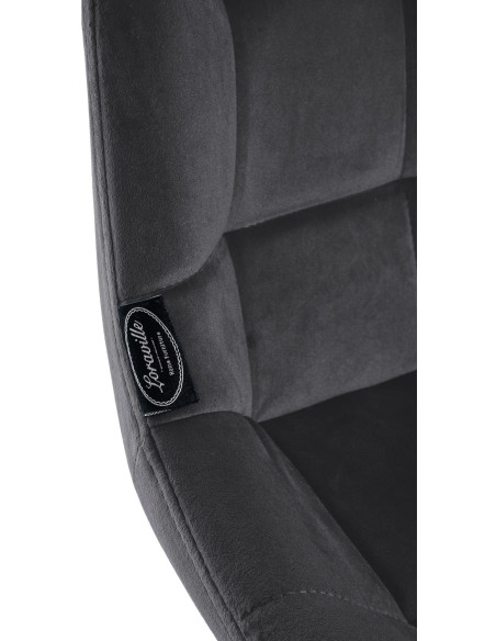 Tabouret de bar pivotant moderne en Velours Gris foncé Métal Noir Cerian - 7