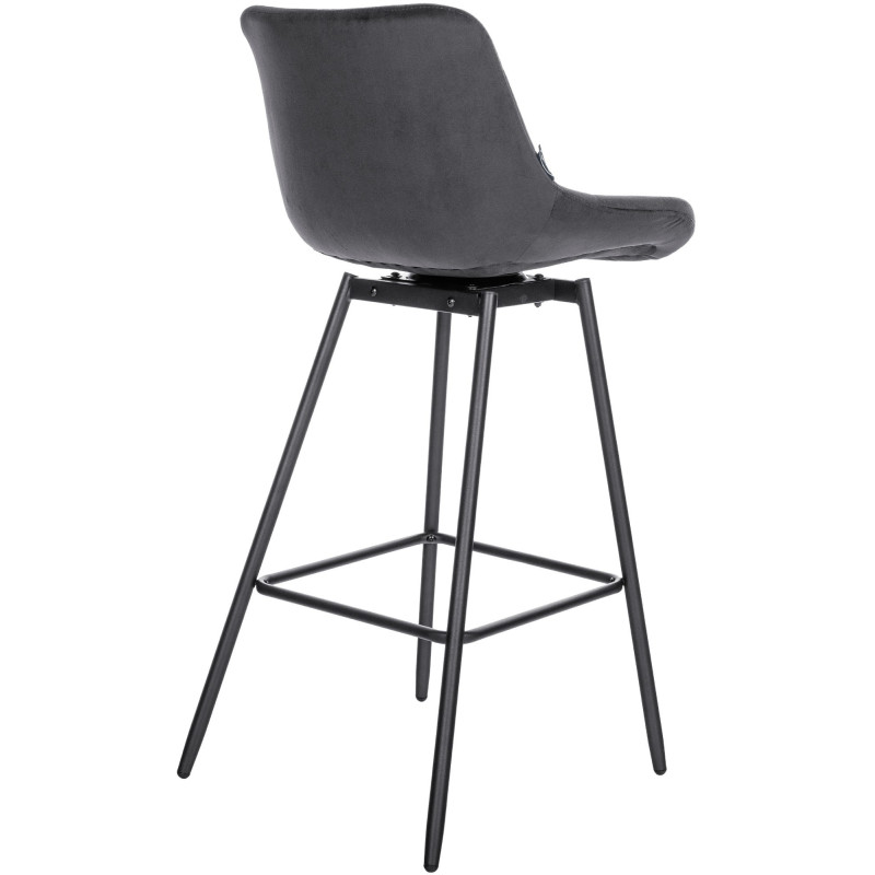 Tabouret de bar pivotant moderne en Velours Gris foncé Métal Noir Cerian - 4