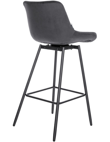 Tabouret de bar pivotant moderne en Velours Gris foncé Métal Noir Cerian - 4