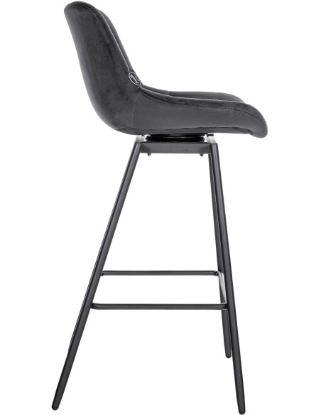 Tabouret de bar pivotant moderne en Velours Gris foncé Métal Noir Cerian - 3