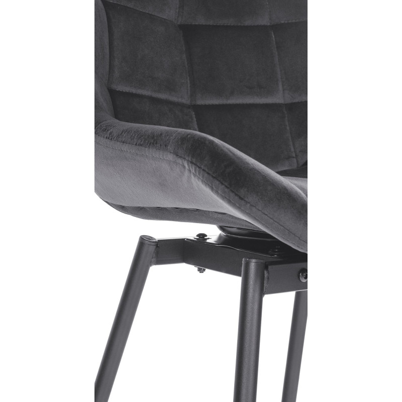 Tabouret de bar pivotant moderne en Velours Gris foncé Métal Noir Cerian - 6