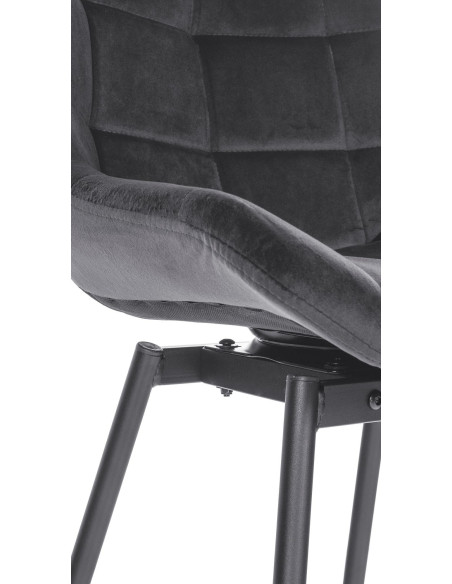 Tabouret de bar pivotant moderne en Velours Gris foncé Métal Noir Cerian - 6