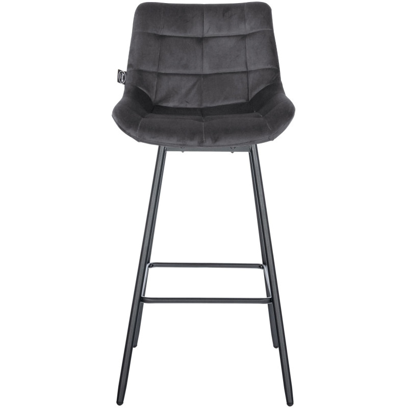 Tabouret de bar pivotant moderne en Velours Gris foncé Métal Noir Cerian - 2