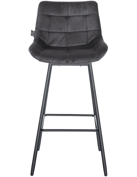 Tabouret de bar pivotant moderne en Velours Gris foncé Métal Noir Cerian - 2