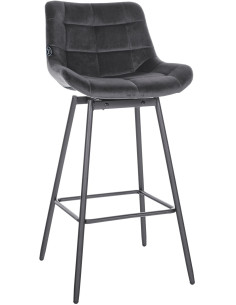 Tabouret de bar pivotant moderne en Velours Gris foncé Métal Noir Cerian - 1