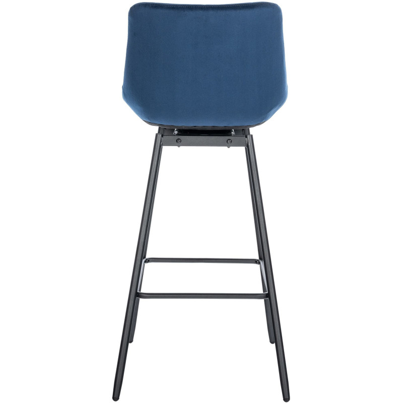 Tabouret de bar pivotant moderne en Velours Bleu Métal Noir Cerian - 5