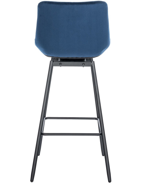 Tabouret de bar pivotant moderne en Velours Bleu Métal Noir Cerian - 5
