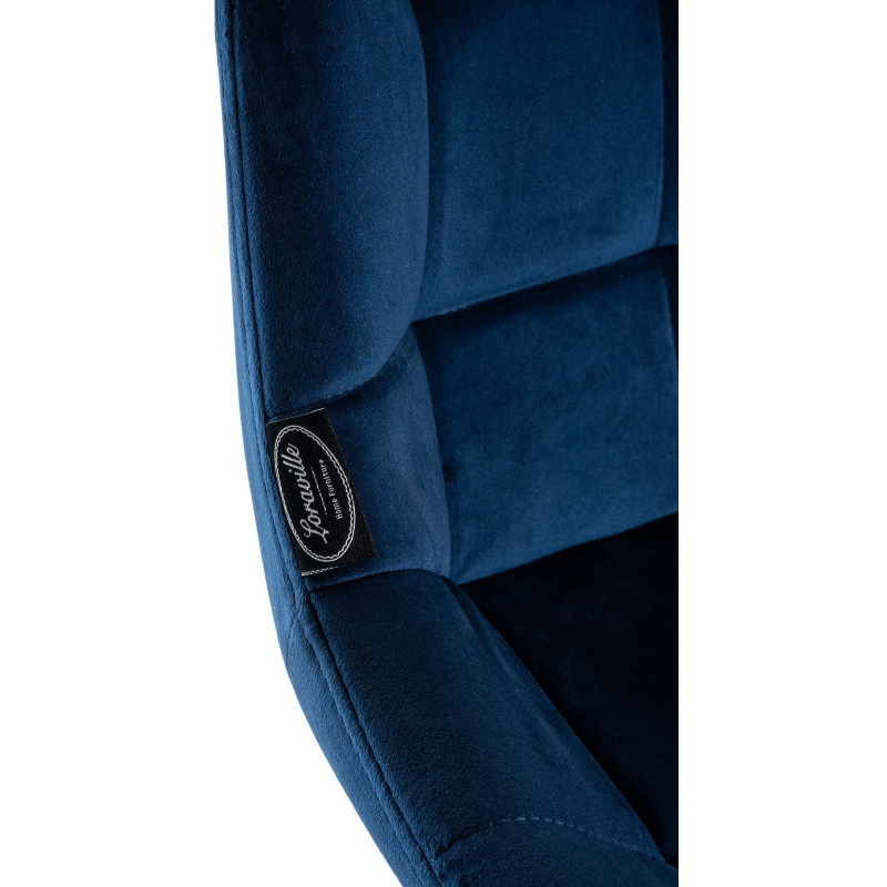 Tabouret de bar pivotant moderne en Velours Bleu Métal Noir Cerian - 6