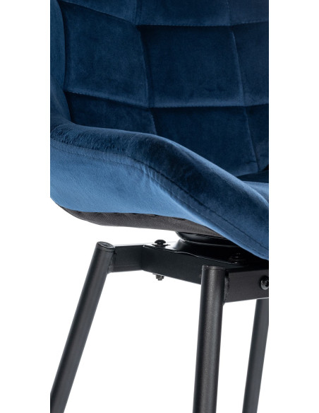 Tabouret de bar pivotant moderne en Velours Bleu Métal Noir Cerian - 7