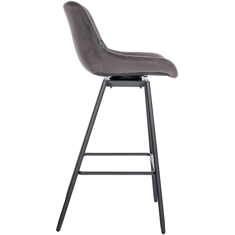 Tabouret de bar pivotant moderne en Velours Gris Métal Noir Cerian - 3