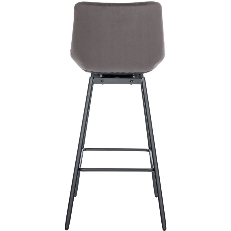 Tabouret de bar pivotant moderne en Velours Gris Métal Noir Cerian - 5