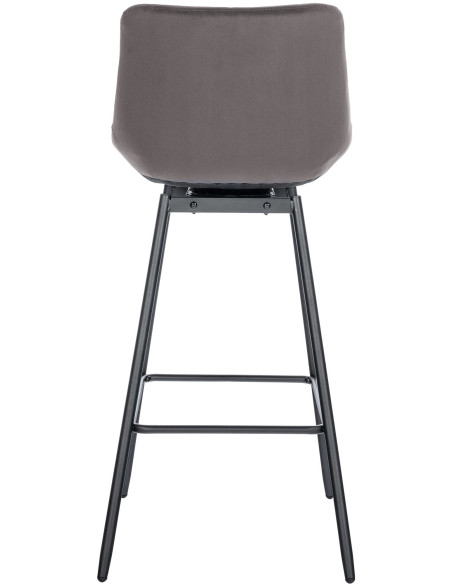 Tabouret de bar pivotant moderne en Velours Gris Métal Noir Cerian - 5