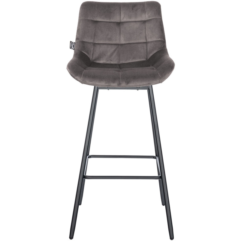Tabouret de bar pivotant moderne en Velours Gris Métal Noir Cerian - 2