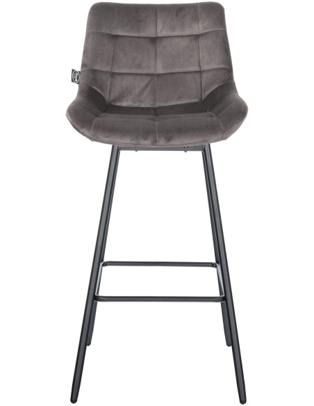 Tabouret de bar pivotant moderne en Velours Gris Métal Noir Cerian - 2