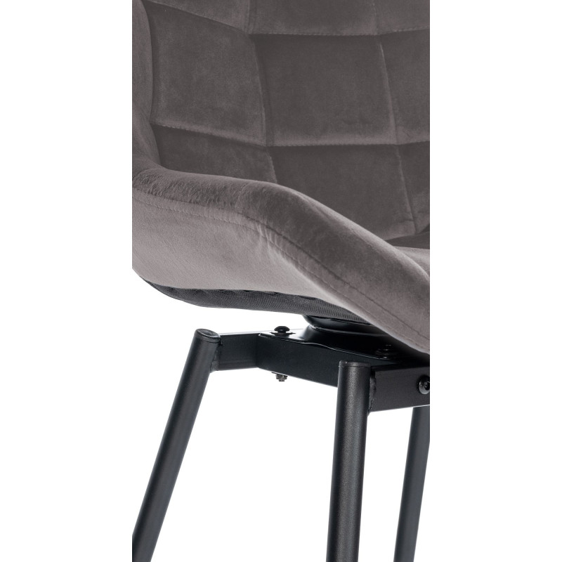 Tabouret de bar pivotant moderne en Velours Gris Métal Noir Cerian - 6