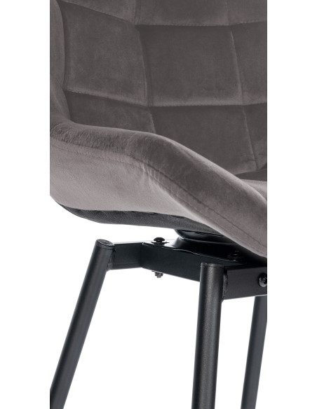 Tabouret de bar pivotant moderne en Velours Gris Métal Noir Cerian - 6