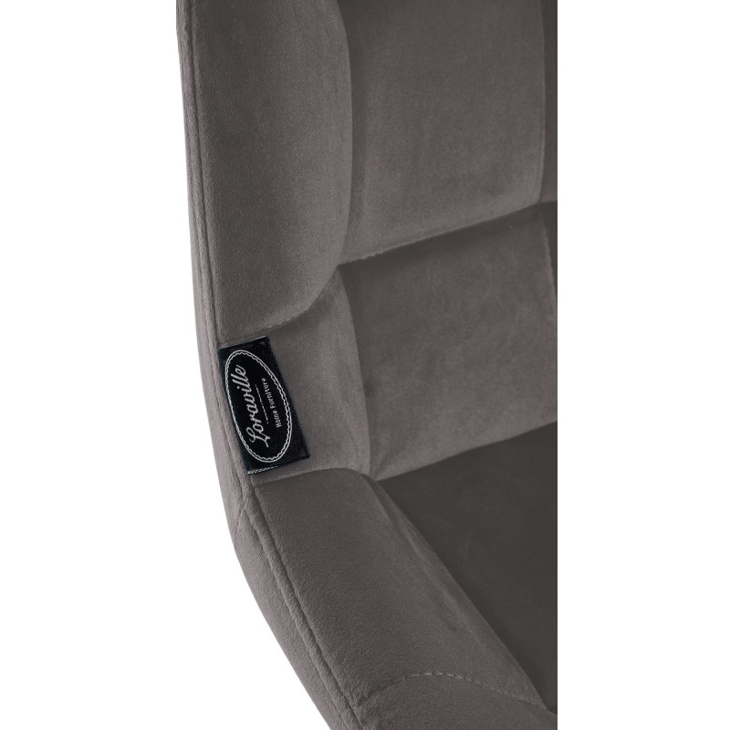 Tabouret de bar pivotant moderne en Velours Gris Métal Noir Cerian - 7