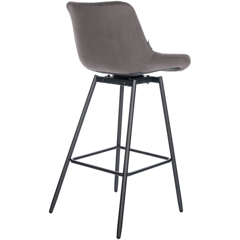 Tabouret de bar pivotant moderne en Velours Gris Métal Noir Cerian - 4