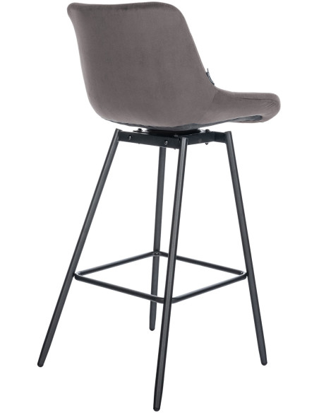 Tabouret de bar pivotant moderne en Velours Gris Métal Noir Cerian - 4