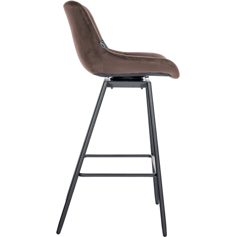 Tabouret de bar pivotant moderne en Velours Marron Métal Noir Cerian - 4