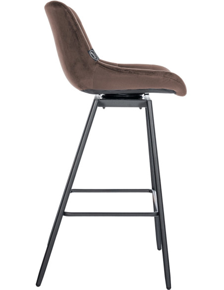 Tabouret de bar pivotant moderne en Velours Marron Métal Noir Cerian - 4