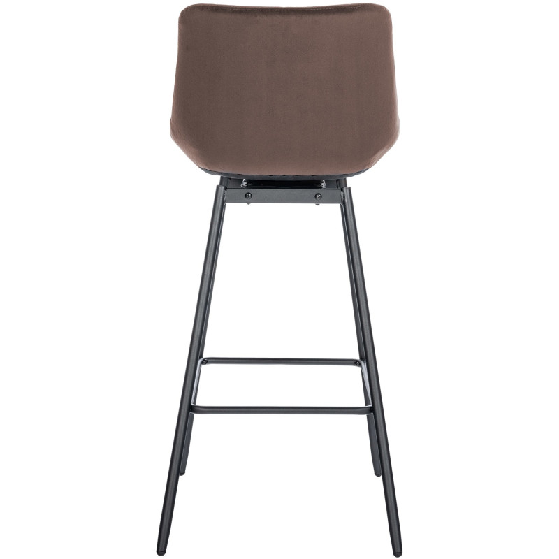 Tabouret de bar pivotant moderne en Velours Marron Métal Noir Cerian - 5