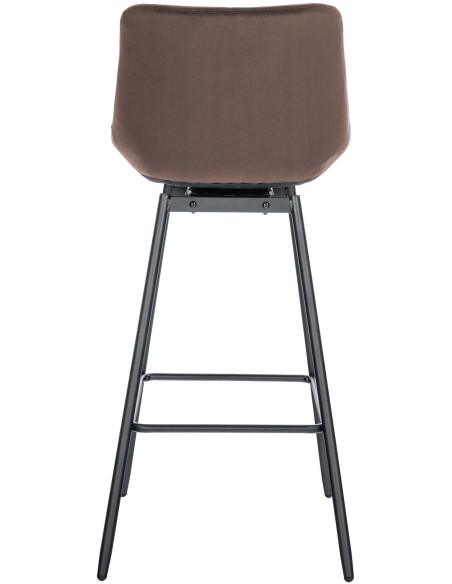 Tabouret de bar pivotant moderne en Velours Marron Métal Noir Cerian - 5