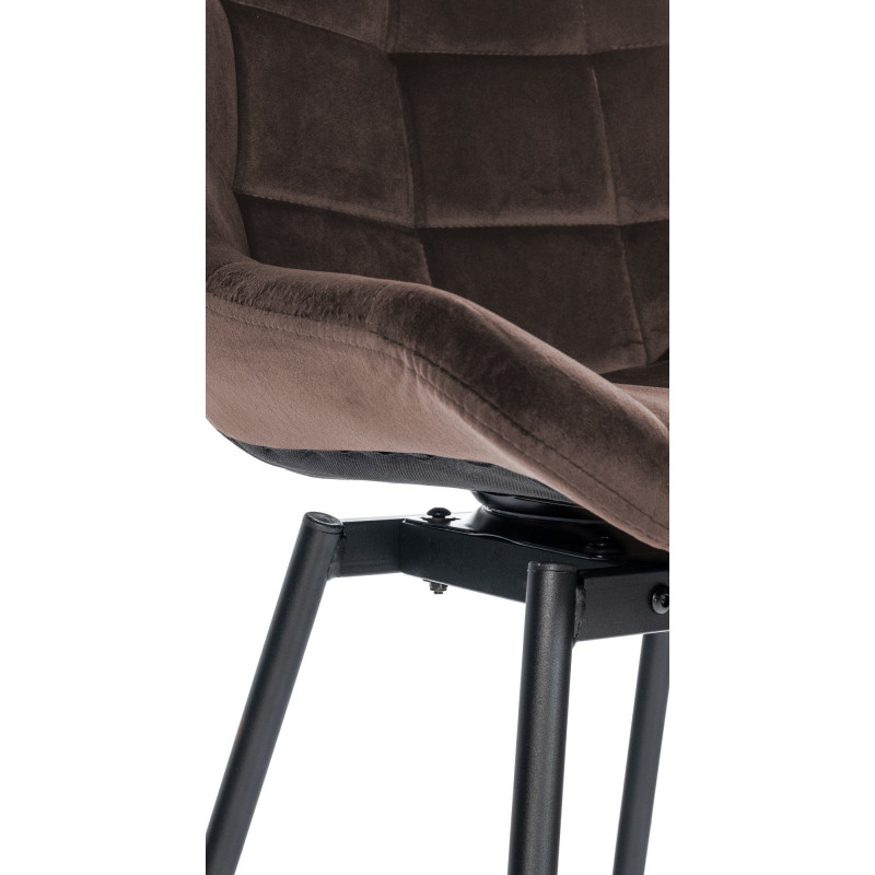 Tabouret de bar pivotant moderne en Velours Marron Métal Noir Cerian - 6