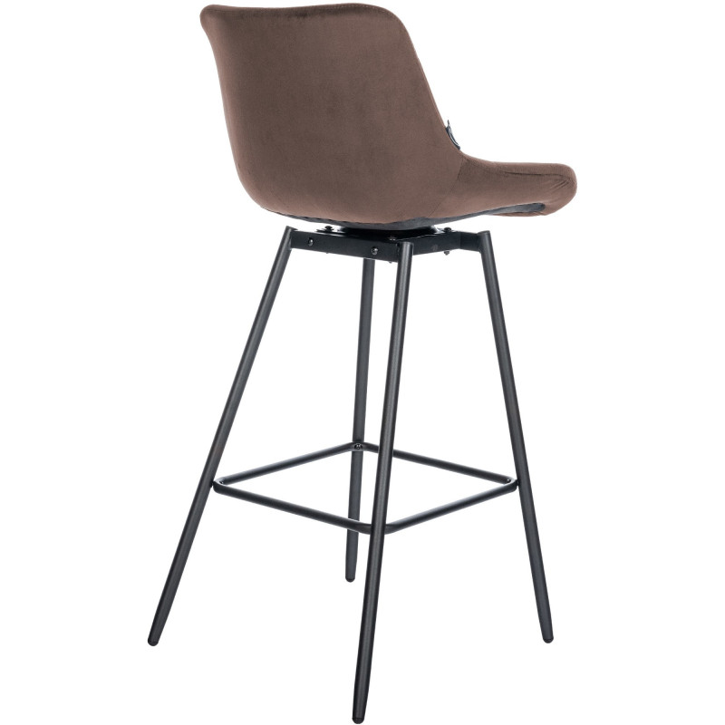 Tabouret de bar pivotant moderne en Velours Marron Métal Noir Cerian - 3