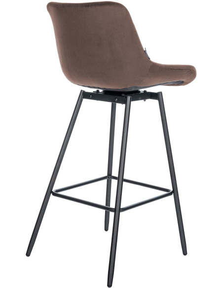 Tabouret de bar pivotant moderne en Velours Marron Métal Noir Cerian - 3