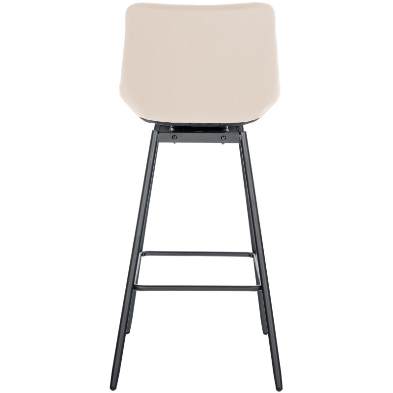 Tabouret de bar pivotant moderne en Velours Blanc crème Métal Noir Cerian - 5