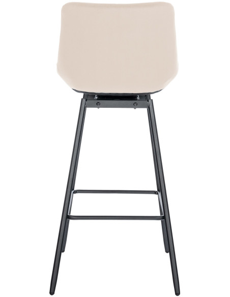 Tabouret de bar pivotant moderne en Velours Blanc crème Métal Noir Cerian - 5