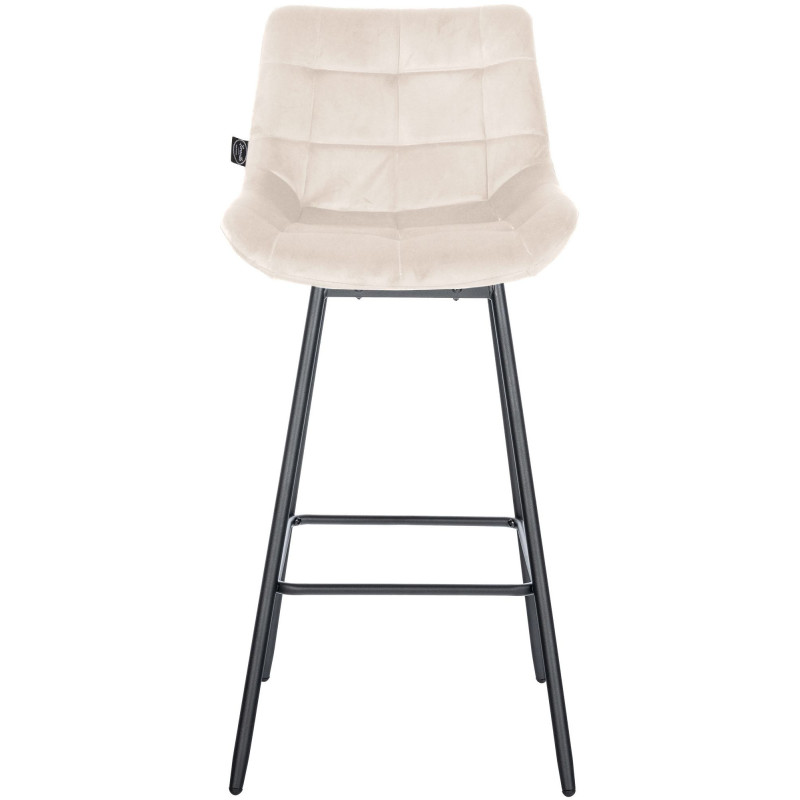 Tabouret de bar pivotant moderne en Velours Blanc crème Métal Noir Cerian - 2