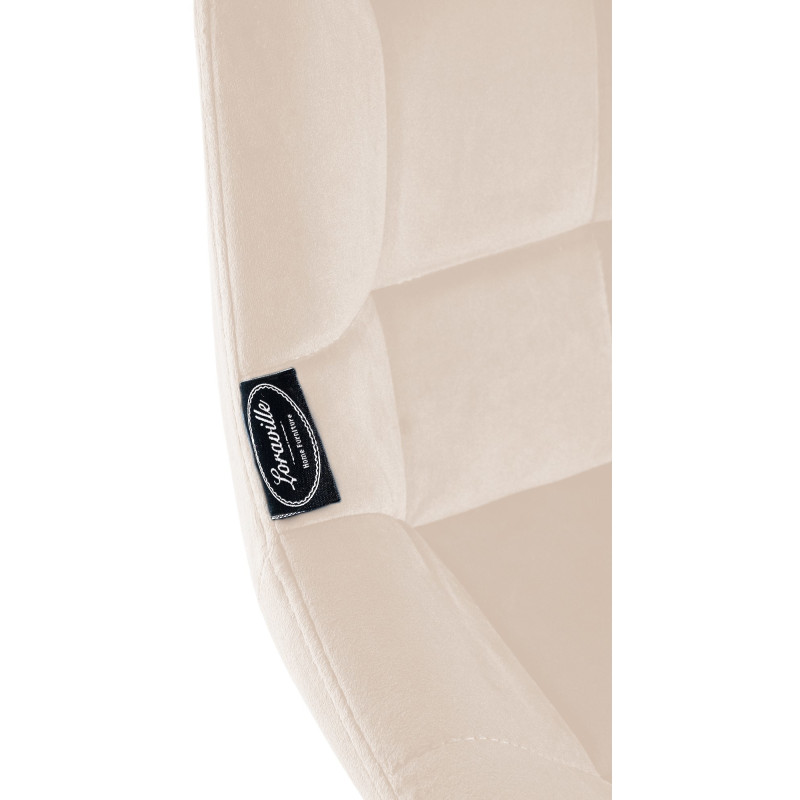 Tabouret de bar pivotant moderne en Velours Blanc crème Métal Noir Cerian - 6