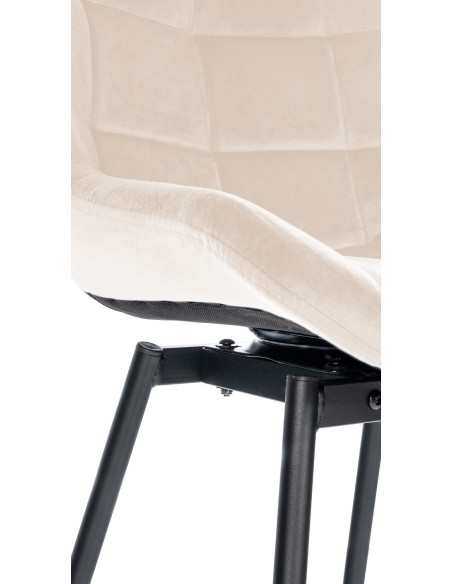 Tabouret de bar pivotant moderne en Velours Blanc crème Métal Noir Cerian - 7