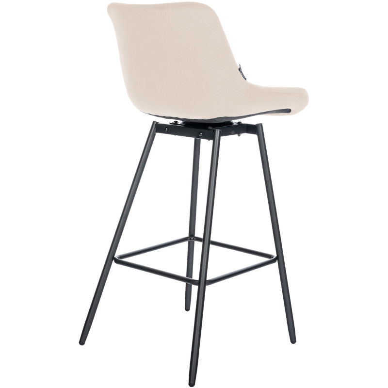 Tabouret de bar pivotant moderne en Velours Blanc crème Métal Noir Cerian - 3