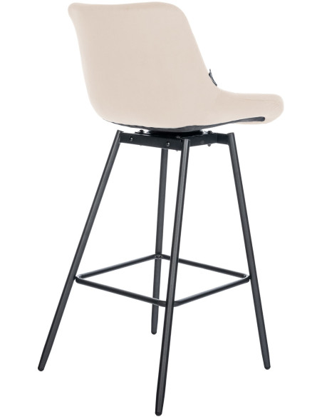 Tabouret de bar pivotant moderne en Velours Blanc crème Métal Noir Cerian - 3