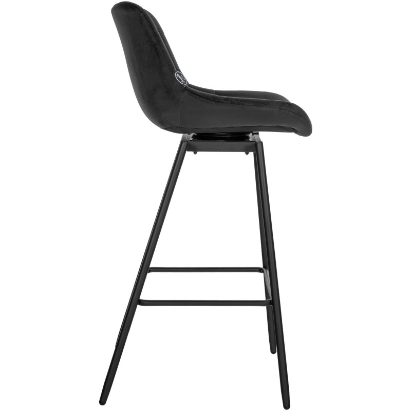 Tabouret de bar pivotant moderne en Velours Noir Métal Noir Cerian - 4