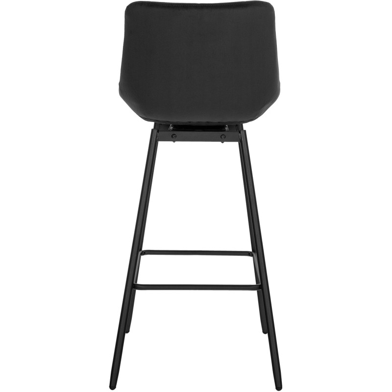 Tabouret de bar pivotant moderne en Velours Noir Métal Noir Cerian - 5