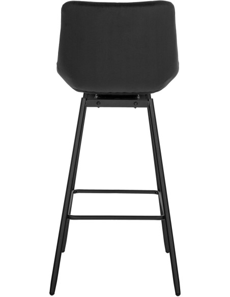 Tabouret de bar pivotant moderne en Velours Noir Métal Noir Cerian - 5
